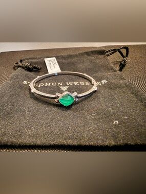 Stephen Webster Superstud Green Chrysoprase and Black Sapphire Sterling Bracelet
